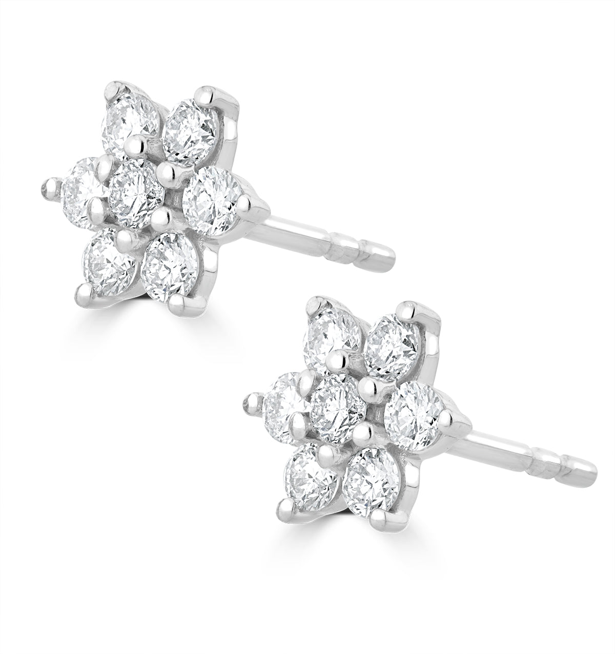 0.50ct Lab Diamond Flower Cluster Earrings in 9K White Gold
